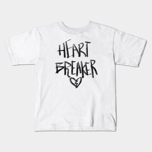 Heart Breaker Hand Lettering Brush Strokes and Cracked Heart Doodle, made by EndlessEmporium Kids T-Shirt